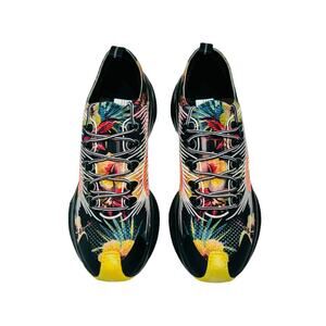 Gucci Run 10/ US 10.5 Knit Low Top Sneakers Black Floral Print Shoes NIB $920